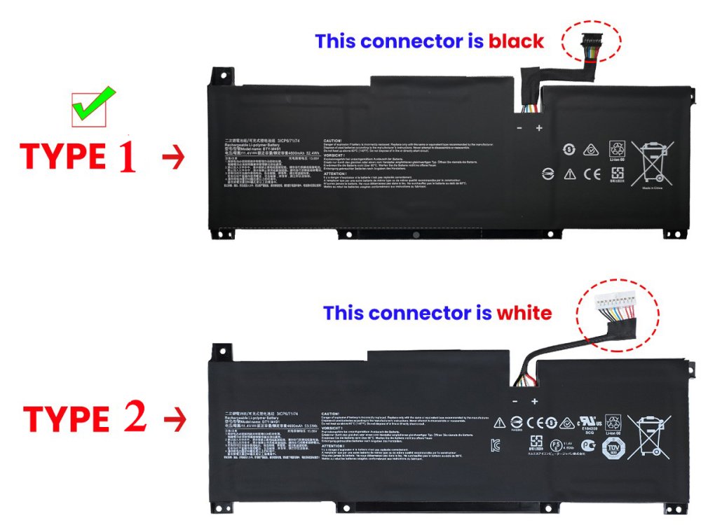 Akku MSI Modern 15 A10RAS-409ES 4600mAh 52.4Wh 3-Zellen