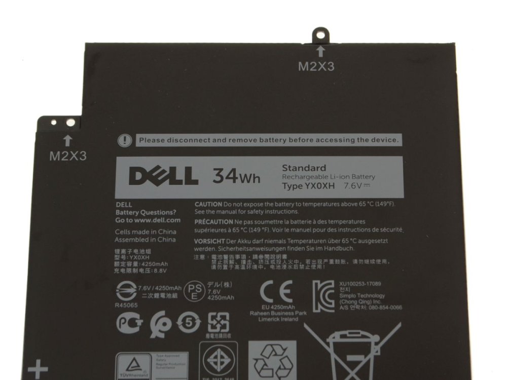 Original 4250mAh 34Wh 2 Zellen Dell Latitude 7285 2-in-1 Akku