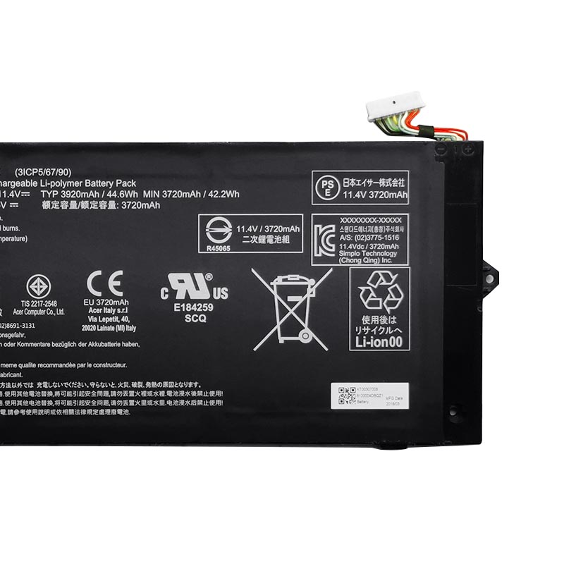 3920mAh 44.6Wh 3-Zellen Acer Chromebook 514 CB514-1H-C11Z Akku