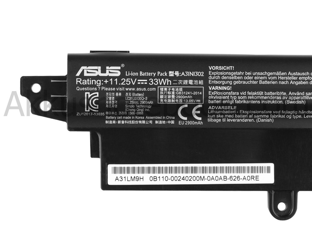 3 Zellen 3300mAh Akku Asus F200MA-KX077H F200MA-KX078H F200CA-KX078DU