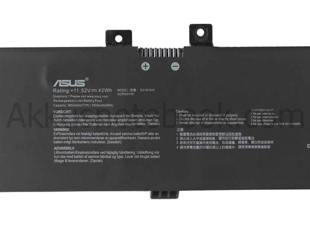 3 Zellen 3650mAh Akku Asus B31N1635