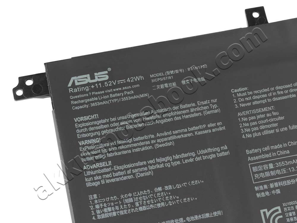 Original Asus B31N1732 Akku 42Wh 3653mAh