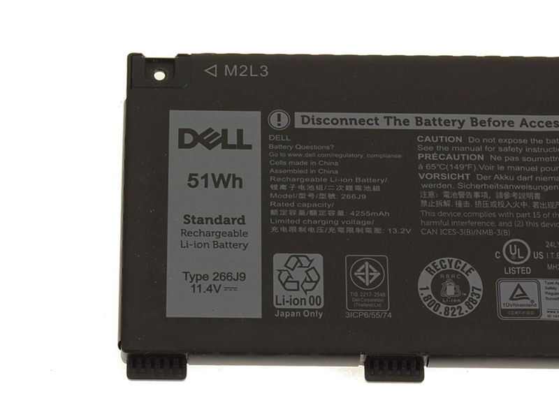 4255mAh 51Wh 3-Zellen Dell 266J9 0266J9 Akku