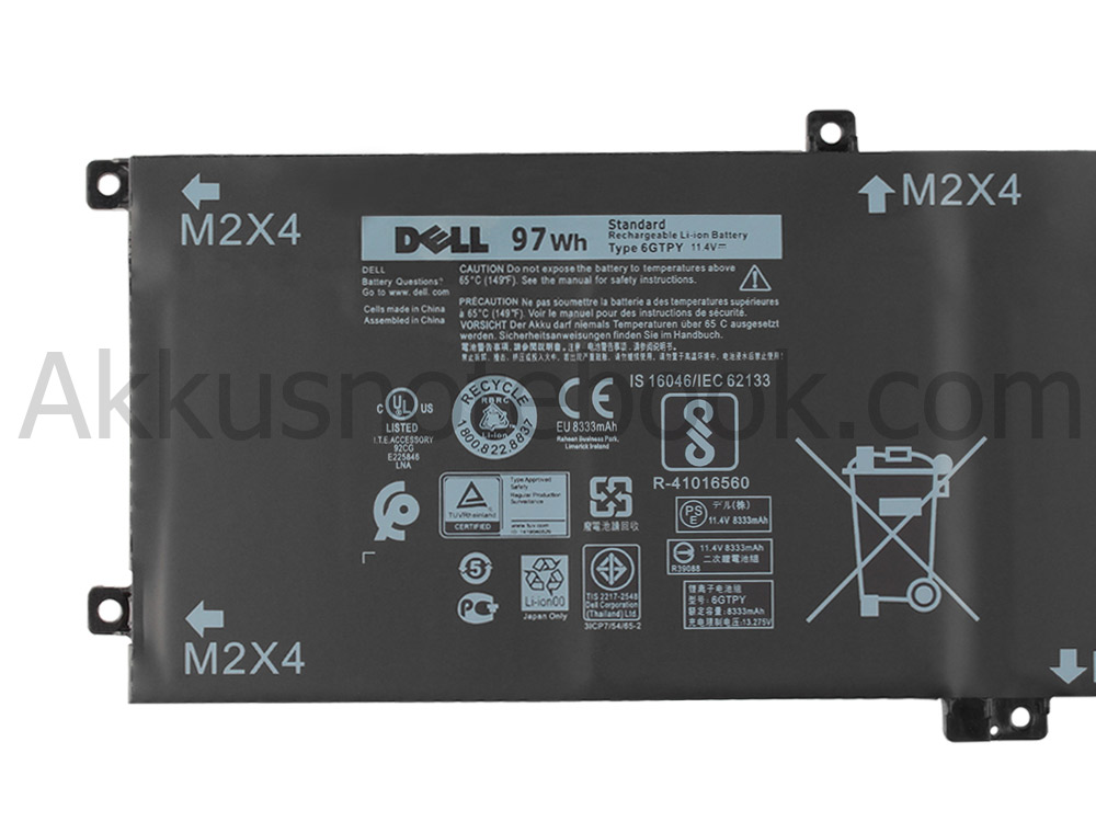 Original Dell XPS 15 9560-6966 Akku 97Wh