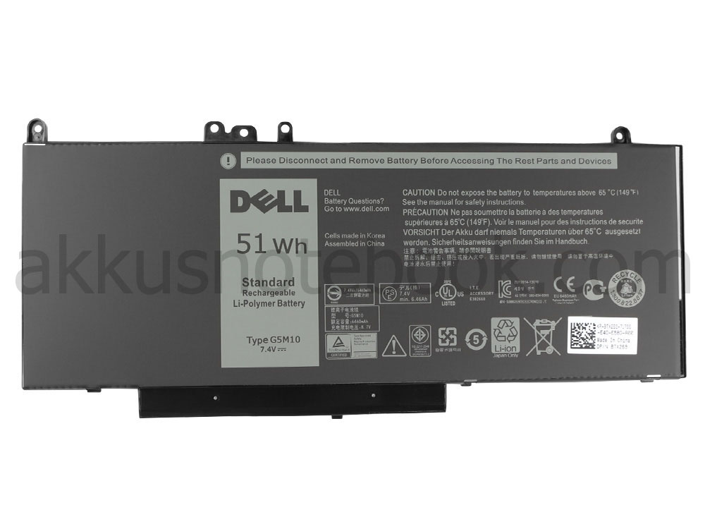 Original 51Wh 4-Zellen Dell Latitude 14 E5450 P48G001 Akku