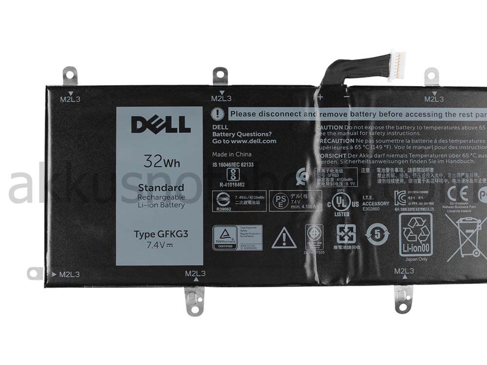 Original 32Wh 2-Zellen Dell Venue 10 Pro 5056 Akku