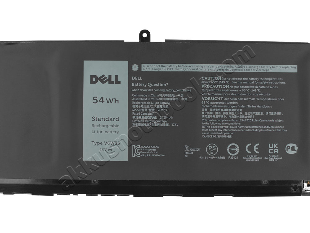 3600mAh 54Wh 4-Zellen Dell Inspiron 15 5515 Akku