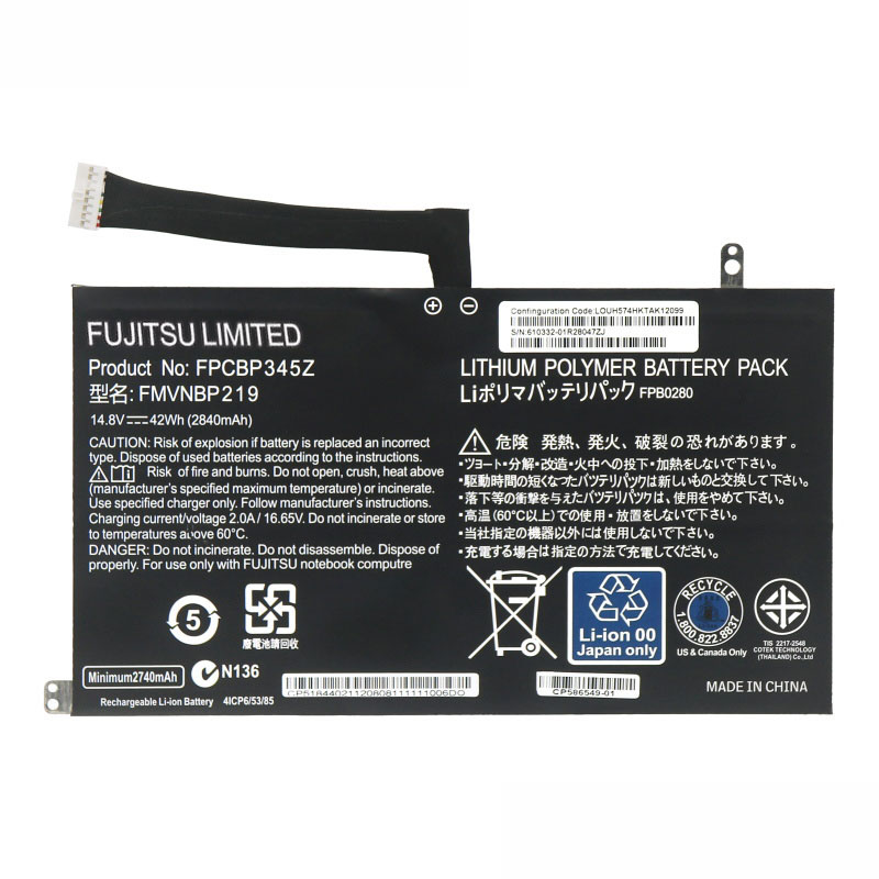 Original Akku Fujitsu FMVNBP219 2840mAh 42Wh