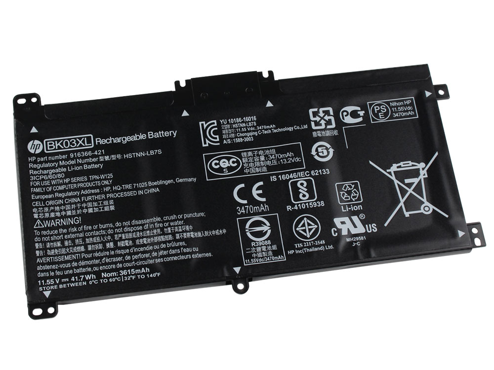 Original 3470mAh 41.7Wh 3-Zellen Akku HP BK03XL HSTNN-UB7G TPN-W125