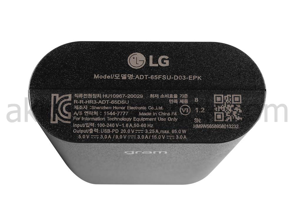 Original 65W USB-C LG ADT-65FSU-D03-EPK Netzteil Ladegerät