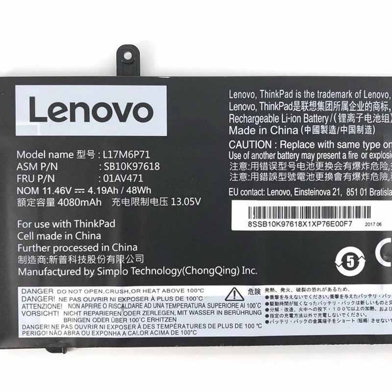 4190mAh 48Wh 3-Zellen Lenovo 01AV470 01AV471 Akku