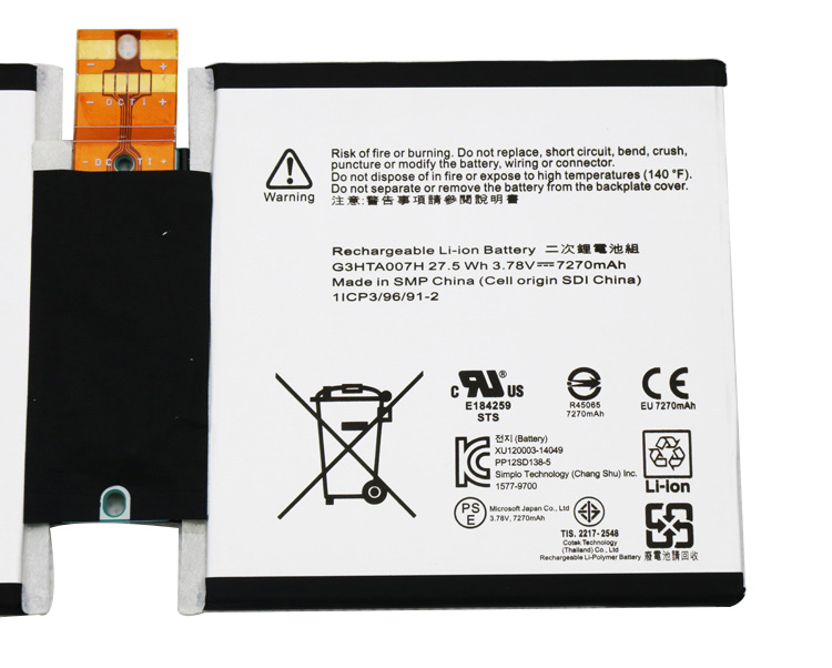 Original Akku Microsoft G3HTA003H G3HTA004H G3HTA007H 7270mAh 27.5Wh