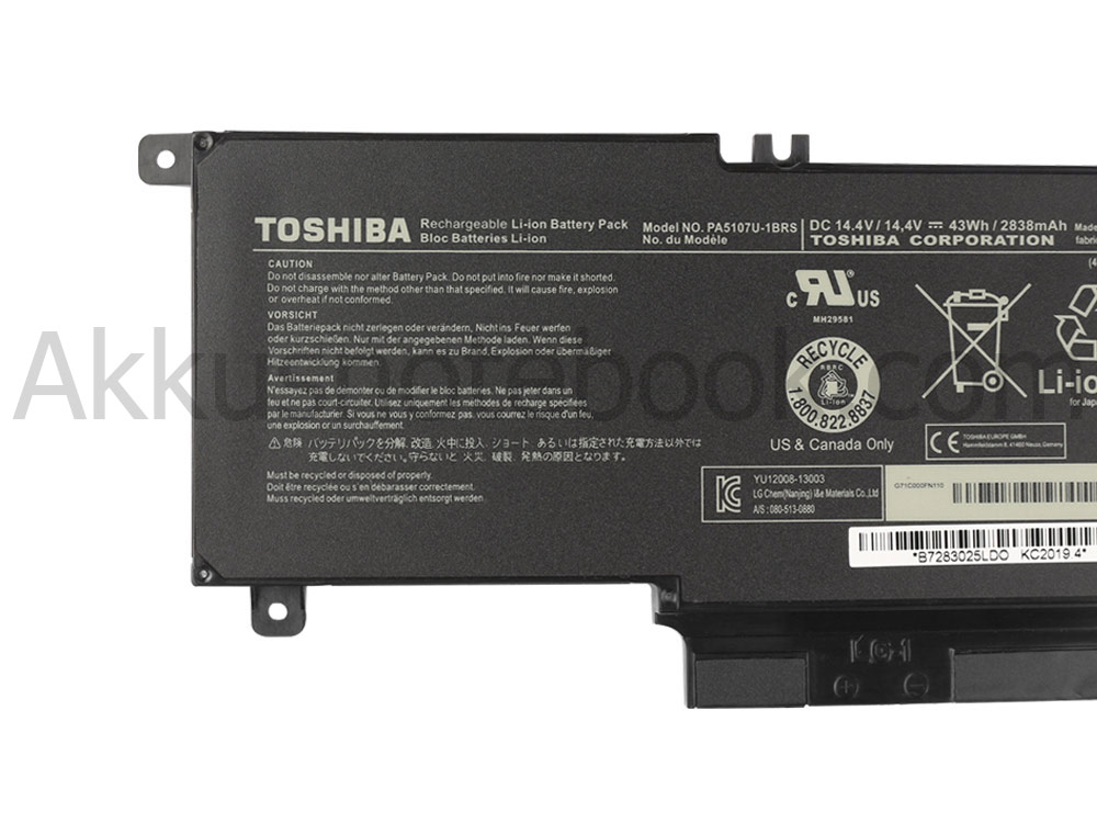 Original 2800mAh 45Whr Akku Toshiba Satellite P50-B-11L P50-B-103