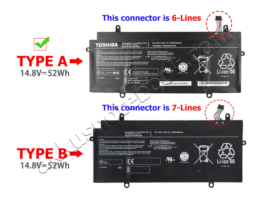 Original 4 Zellen 52Whr Akku Toshiba Portege Z30-A-115