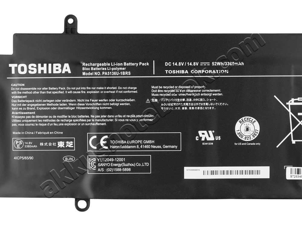 Original 4 Zellen 52Whr Akku Toshiba Portege Z30-A-115